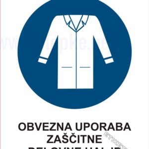 Opozorilni znaki obveze Obvezna uporaba zaščitne delovne halje1