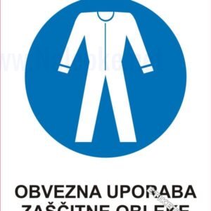 Opozorilni znaki obveze Obvezna uporaba zaščitne obleke 1