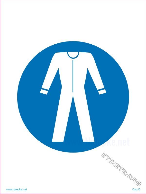 Opozorilni znaki obveze Obvezna uporaba zaščitne obleke
