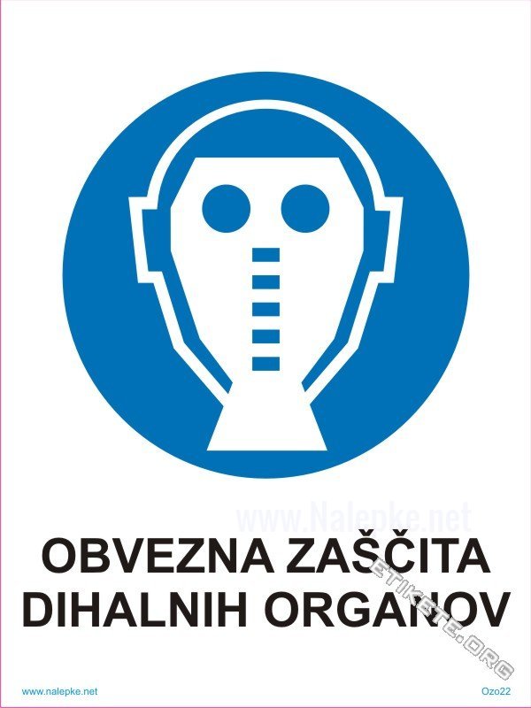 Opozorilni znaki obveze Obvezna zaščita dihalnih organov 1
