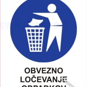 Opozorilni znaki obveze Obvezno ločevanje odpadkov 1