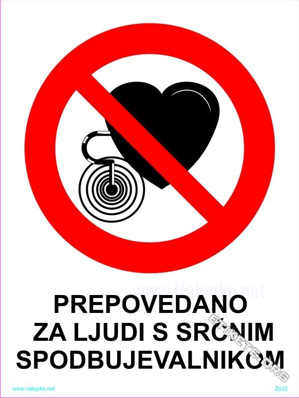 Znaki prepovedi Pepovedano za ljudi s srčnim spodbujevalnikom 1