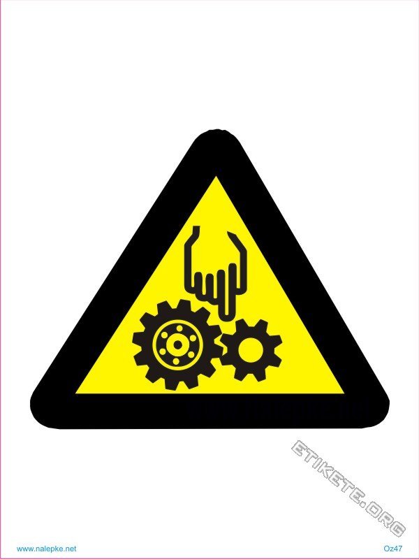 Opozorilni znaki Pozor! Ne segaj z roko v nevarno območje stroja