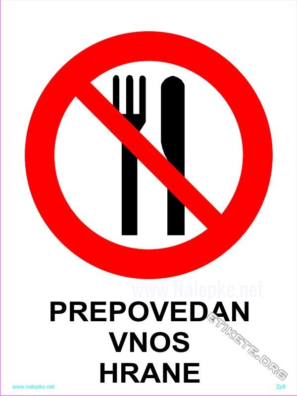 Znaki prepovedi Prepovedan vnos hrane 1