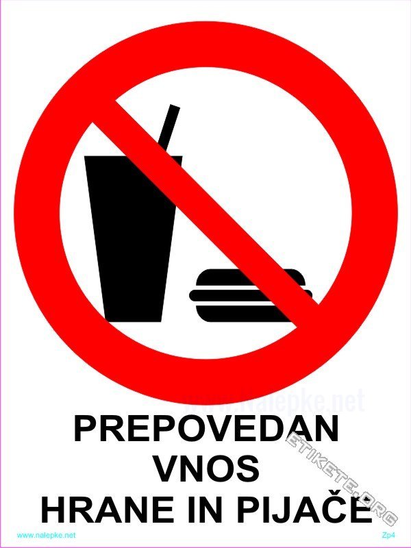 Znaki prepovedi Prepovedan vnos hrane in pijače 1