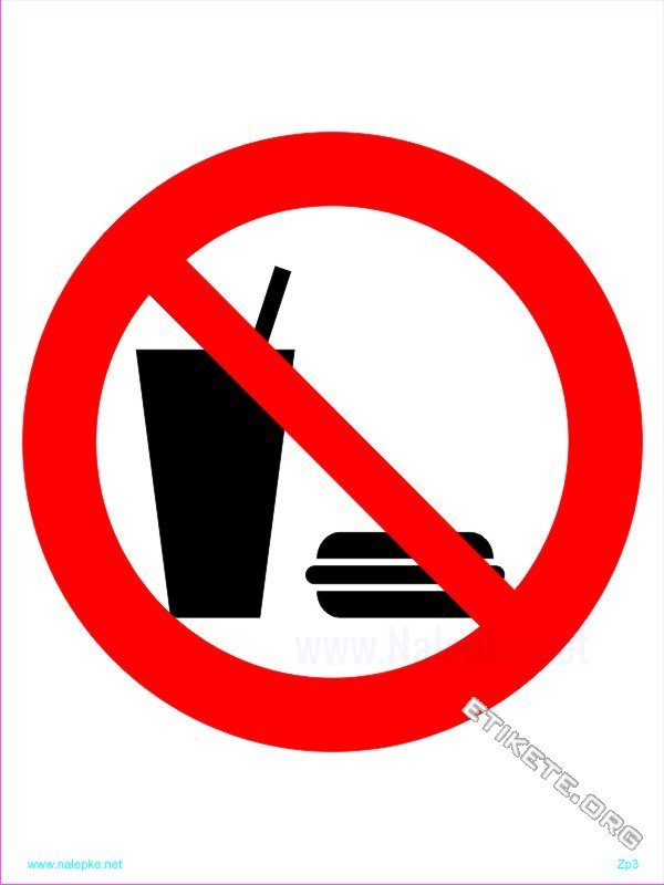 Znaki prepovedi Prepovedan vnos hrane in pijače