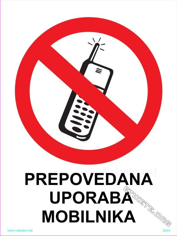 Znaki prepovedi Prepovedana uporaba mobilnika 1
