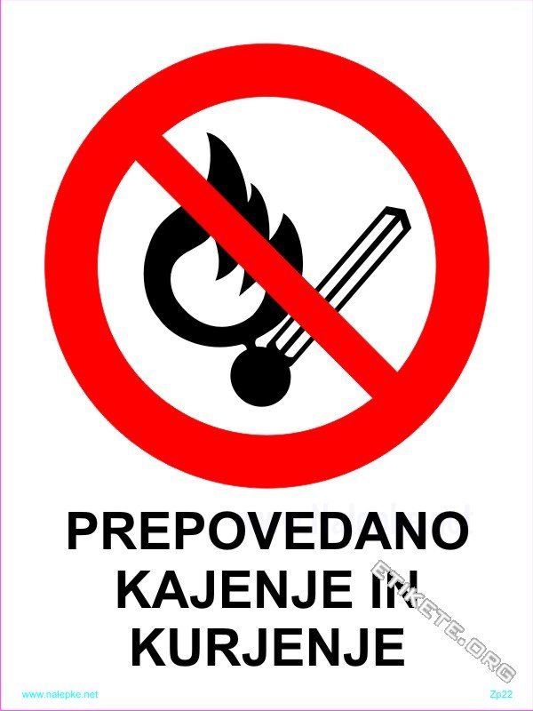 Znaki prepovedi Prepovedano kajenje in kurjenje 1