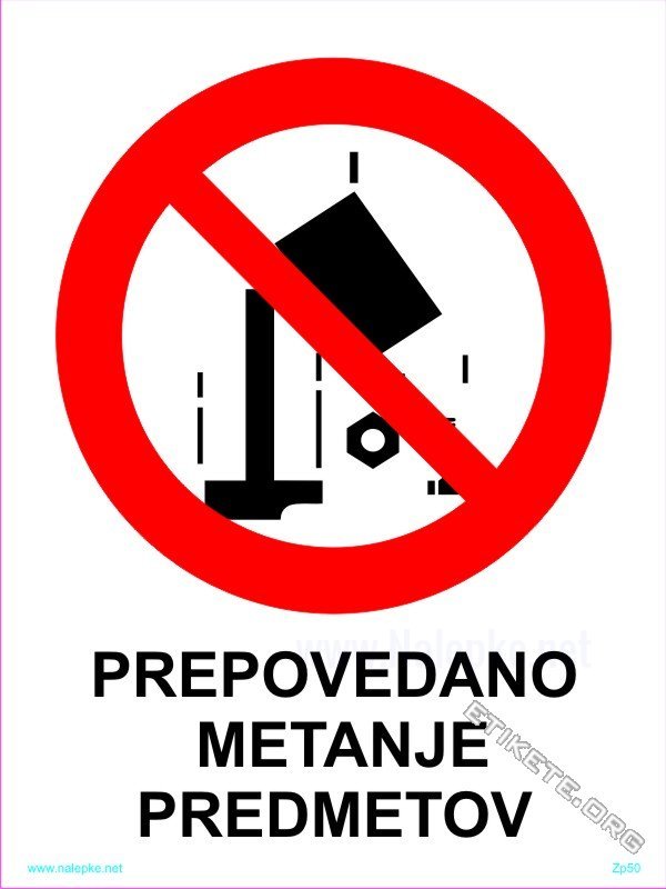 Znaki prepovedi Prepovedano metanje predmetov 1
