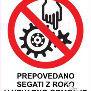 Znaki prepovedi Prepovedano segati z roko v nevarno območje 1