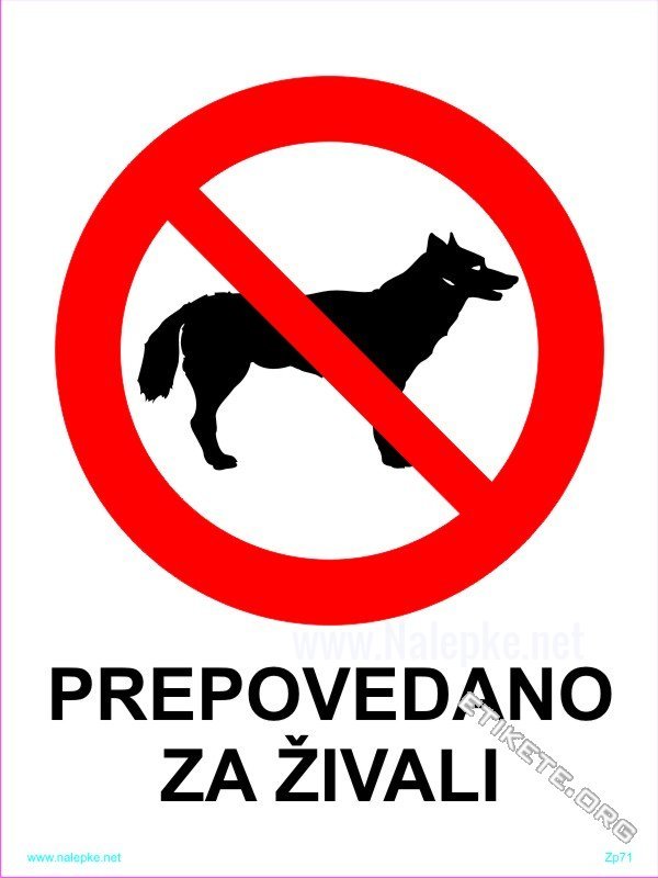 Znaki prepovedi Prepovedano za živali
