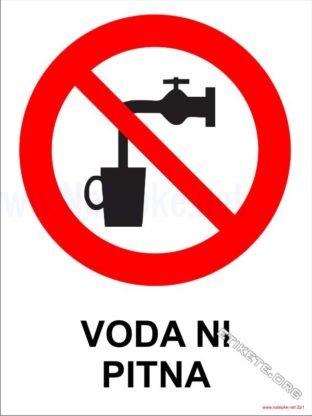 Znaki prepovedi Nalepka voda ni pitna