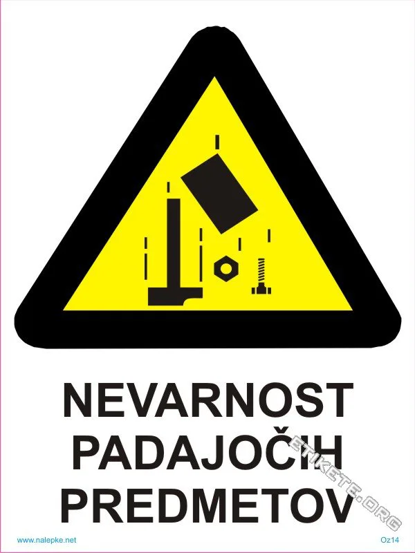 Opozorilni znaki Nevarnost padajočih predmetov 1