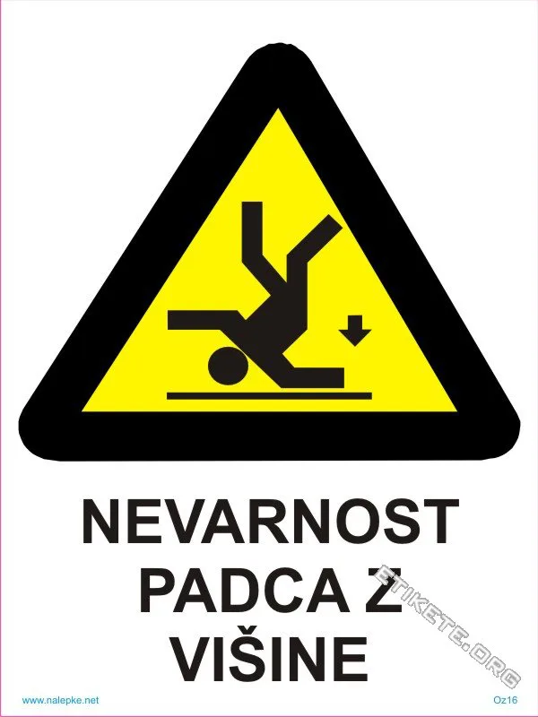 Opozorilni znaki Nevarnost padca z višine 1