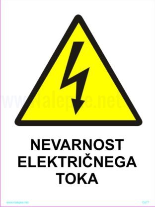 Opozorilni znaki Nevarnost električnega toka