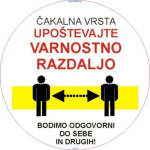 Opozorilni znaki covid Talna nalepka upoštevanje varnostne razdalje